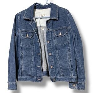 J. Jill women’s medium denim jacket long sleeve casual business travel wear